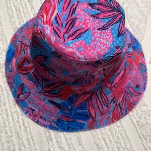 Lilly Pulitzer Vibrant Pink and Blue Patterned Bucket Hat